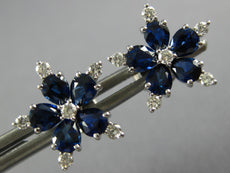 LARGE 2.89CT DIAMOND & AAA SAPPHIRE 18KT WHITE GOLD 3D SNOWFLAKE STUD EARRINGS