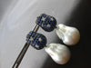 3.52CT DIAMOND & AAA SOUTH SEA PEARL & SAPPHIRE 18KT BLACK GOLD HANGING EARRINGS