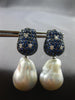 3.52CT DIAMOND & AAA SOUTH SEA PEARL & SAPPHIRE 18KT BLACK GOLD HANGING EARRINGS