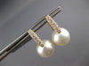 LARGE .6CT DIAMOND & AAA SOUTH SEA PEARL 18K YELLOW GOLD HUGGIE HANGING EARRINGS