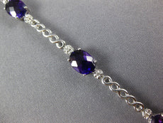 7.04CT DIAMOND & AAA AMETHYST 14KT WHITE GOLD 3D OVAL & ROUND TENNIS BRACELET