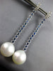 LONG 2.99CT DIAMOND & SOUTH SEA PEARL & SAPPHIRE 18K WHITE GOLD HANGING EARRINGS