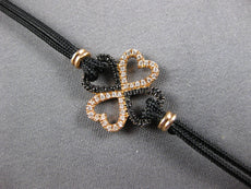 .20CT WHITE & BLACK DIAMOND 14KT ROSE GOLD MULTI HEART FLOWER LOVE FUN BRACELET