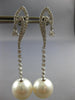 .86CT DIAMOND & AAA SOUTH SEA PEARL 18K WHITE GOLD 3D TEAR DROP HANGING EARRINGS
