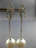 .86CT DIAMOND & AAA SOUTH SEA PEARL 18K WHITE GOLD 3D TEAR DROP HANGING EARRINGS