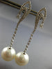 .86CT DIAMOND & AAA SOUTH SEA PEARL 18K WHITE GOLD 3D TEAR DROP HANGING EARRINGS
