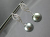 LARGE .28CT DIAMOND & AAA TAHITIAN PEARL 14K WHITE GOLD 3D LEAF HANGING EARRINGS