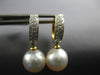 .25CT DIAMOND AAA SOUTH SEA PEARL 18KT YELLOW GOLD 2 ROW HUGGIE HANGING EARRINGS