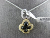 .23CT DIAMOND & AAA ONYX 14KT 2 TONE GOLD 4 LEAF CLOVER FLOWER FLOATING PENDANT