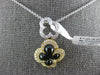 .23CT DIAMOND & AAA ONYX 14KT 2 TONE GOLD 4 LEAF CLOVER FLOWER FLOATING PENDANT
