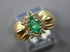 .44CT DIAMOND & AAA EMERALD 14KT YELLOW GOLD 3D MARQUISE & ROUND FLOWER FUN RING