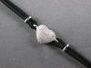 ESTATE .21CT DIAMOND 14KT WHITE GOLD CLASSIC PUFF FILIGREE HEART LOVE BRACELET