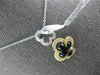 .23CT DIAMOND & AAA ONYX 14KT 2 TONE GOLD 4 LEAF CLOVER FLOWER FLOATING PENDANT