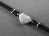 ESTATE .21CT DIAMOND 14KT WHITE GOLD CLASSIC PUFF FILIGREE HEART LOVE BRACELET