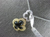 .23CT DIAMOND & AAA ONYX 14KT 2 TONE GOLD 4 LEAF CLOVER FLOWER FLOATING PENDANT