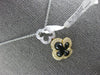 .23CT DIAMOND & AAA ONYX 14KT 2 TONE GOLD 4 LEAF CLOVER FLOWER FLOATING PENDANT