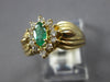 .44CT DIAMOND & AAA EMERALD 14KT YELLOW GOLD 3D MARQUISE & ROUND FLOWER FUN RING