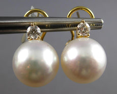 LARGE .40CT DIAMOND & AAA SOUTH SEA PEARL 18KT YELLOW GOLD 3D CLIP ON EARRINGS