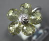 ESTATE 4.64CT DIAMOND & AAA GREEN AMETHYST 14KT WHITE GOLD ROUND FLOWER FUN RING