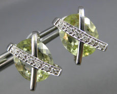 11.45CT DIAMOND & AAA GREEN AMETHYST 14K WHITE GOLD OVAL & ROUND X STUD EARRINGS
