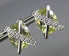 11.45CT DIAMOND & AAA GREEN AMETHYST 14K WHITE GOLD OVAL & ROUND X STUD EARRINGS