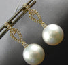 1.28CT DIAMOND & AAA SOUTH SEA PEARL 18KT YELLOW GOLD TEAR DROP HANGING EARRINGS