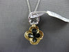 .23CT DIAMOND & AAA ONYX 14KT 2 TONE GOLD 4 LEAF CLOVER FLOWER FLOATING PENDANT