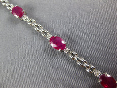 4.53CT DIAMOND & AAA RUBY 14KT WHITE GOLD OVAL 3 STONE PANTHER TENNIS BRACELET