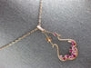 1.90CT DIAMOND & AAA PINK SAPPHIRE & RUBY 14K ROSE GOLD FLOWER TEAR DROP PENDANT