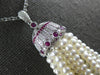 1.48CT DIAMOND & AAA RUBY & SOUTH SEA PEARL 18KT WHITE GOLD CHANDELIER NECKLACE