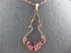 1.90CT DIAMOND & AAA PINK SAPPHIRE & RUBY 14K ROSE GOLD FLOWER TEAR DROP PENDANT