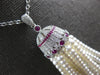 1.48CT DIAMOND & AAA RUBY & SOUTH SEA PEARL 18KT WHITE GOLD CHANDELIER NECKLACE