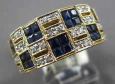 1.50CT DIAMOND & AAA SAPPHIRE 14KT 2 TONE GOLD ROUND & PRINCESS ANNIVERSARY RING