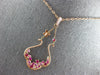 1.90CT DIAMOND & AAA PINK SAPPHIRE & RUBY 14K ROSE GOLD FLOWER TEAR DROP PENDANT