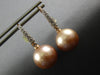 ESTATE .30CT DIAMOND & AAA SOUTH SEA PEARL 14K ROSE GOLD 3D LEVERBACK EARRINGS