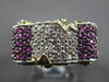 .83CT DIAMOND & AAA PINK SAPPHIRE 18K 2 TONE GOLD MULTI ROW FILIGREE FLOWER RING