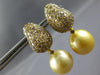 2.70CT CHOCOLATE FANCY DIAMOND & GOLDEN SOUTH SEA PEARL 18K YELLOW GOLD EARRINGS