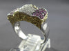 .83CT DIAMOND & AAA PINK SAPPHIRE 18K 2 TONE GOLD MULTI ROW FILIGREE FLOWER RING