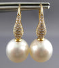 LARGE .45CT DIAMOND & AAA SOUTH SEA PEARL 18KT YELLOW GOLD 3D HANGING EARRINGS