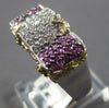 .83CT DIAMOND & AAA PINK SAPPHIRE 18K 2 TONE GOLD MULTI ROW FILIGREE FLOWER RING