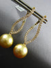 .70CT DIAMOND & GOLDEN SOUTH SEA PEARL 18K YELLOW GOLD INFINITY HANGING EARRINGS