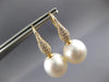 LARGE .45CT DIAMOND & AAA SOUTH SEA PEARL 18KT YELLOW GOLD 3D HANGING EARRINGS