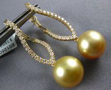 .70CT DIAMOND & GOLDEN SOUTH SEA PEARL 18K YELLOW GOLD INFINITY HANGING EARRINGS