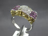 .83CT DIAMOND & AAA PINK SAPPHIRE 18K 2 TONE GOLD MULTI ROW FILIGREE FLOWER RING