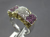 .83CT DIAMOND & AAA PINK SAPPHIRE 18K 2 TONE GOLD MULTI ROW FILIGREE FLOWER RING
