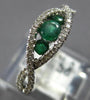 ESTATE .71CT DIAMOND & AAA EMERALD 14K WHITE GOLD THREE STONE INFINITY LOVE RING