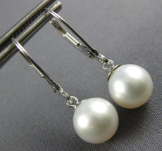 ESTATE AAA SOUTH SEA PEARL 14KT WHITE GOLD 3D CLASSIC LEVERBACK HANGING EARRINGS