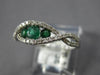 ESTATE .71CT DIAMOND & AAA EMERALD 14K WHITE GOLD THREE STONE INFINITY LOVE RING