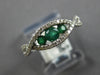 ESTATE .71CT DIAMOND & AAA EMERALD 14K WHITE GOLD THREE STONE INFINITY LOVE RING