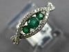 ESTATE .71CT DIAMOND & AAA EMERALD 14K WHITE GOLD THREE STONE INFINITY LOVE RING